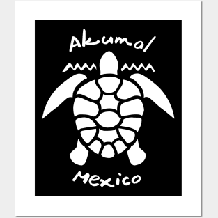 Diving with Sea Turtle - Akumal, Mexico Posters and Art